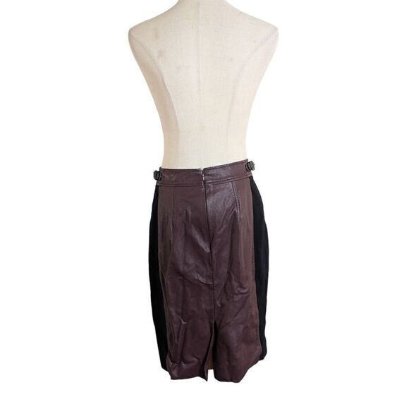 Ann Taylor Burgundy and Black Faux Leather Pencil Skirt - Picture 3 of 6